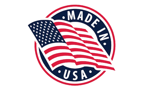 Made in USA logo featuring the American flag and bold text indicating the product is manufactured in the United States.